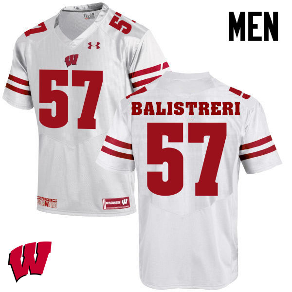 Men Winsconsin Badgers #57 Michael Balistreri College Football Jerseys-White